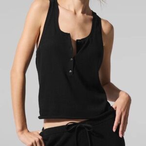 Alo Supernatural Sweater Henley Tank, Size Small